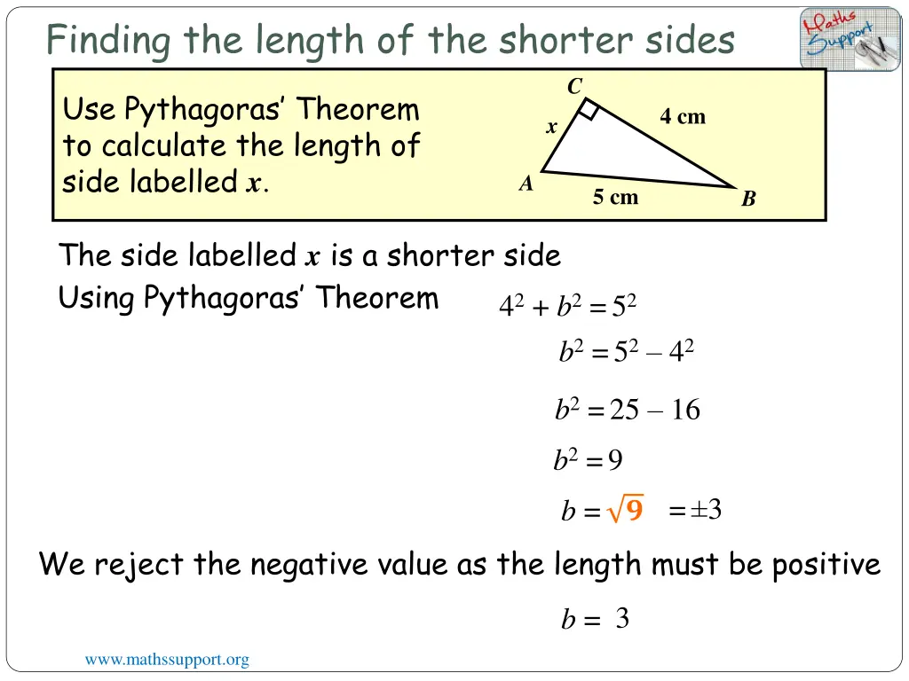 finding the length of the shorter sides