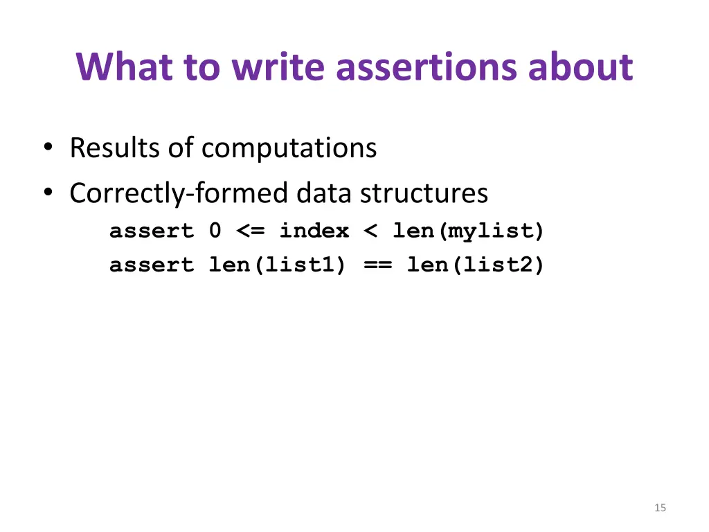 what to write assertions about
