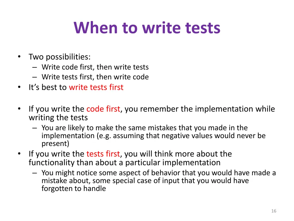 when to write tests