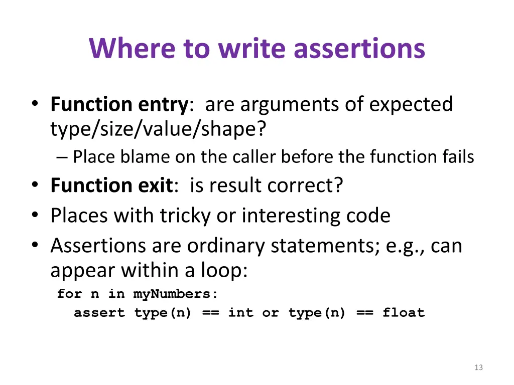 where to write assertions