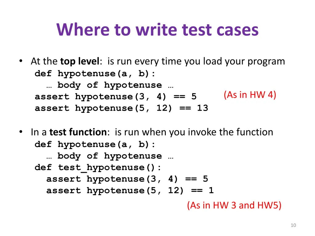 where to write test cases