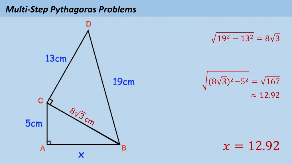 multi step pythagoras problems