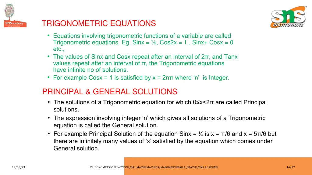 trigonometric equations