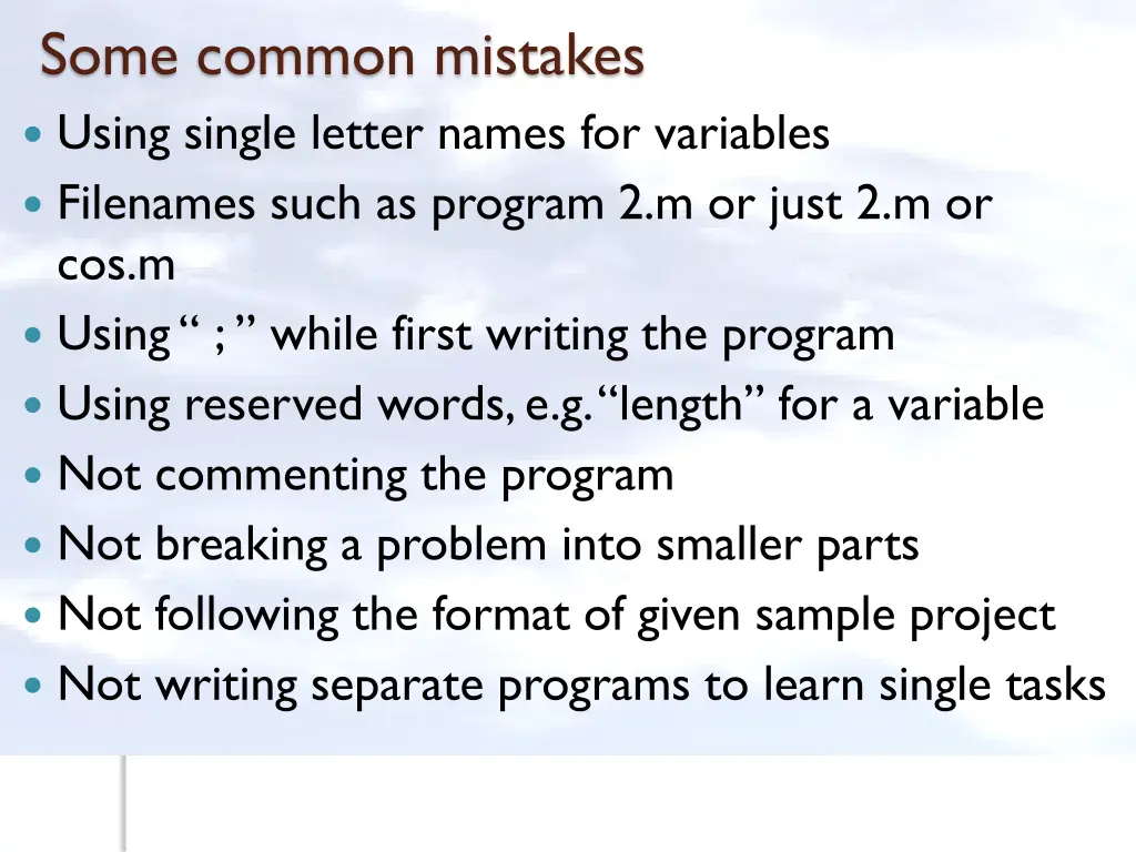 some common mistakes using single letter names