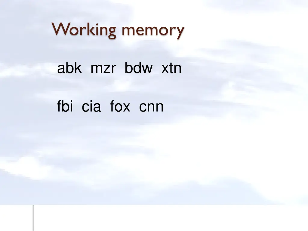 working memory
