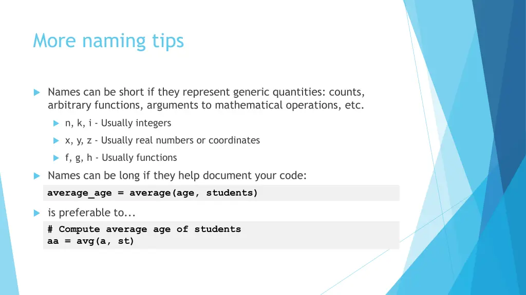 more naming tips