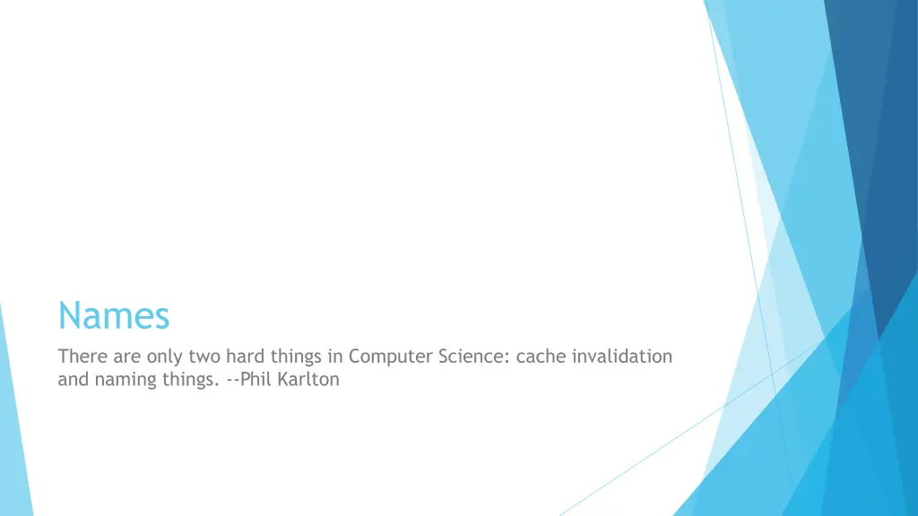 names there are only two hard things in computer