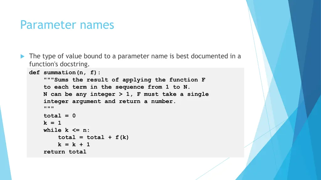 parameter names