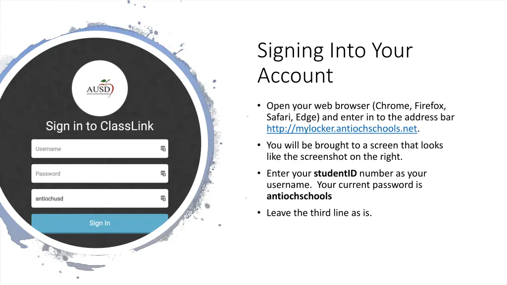 signing into your account