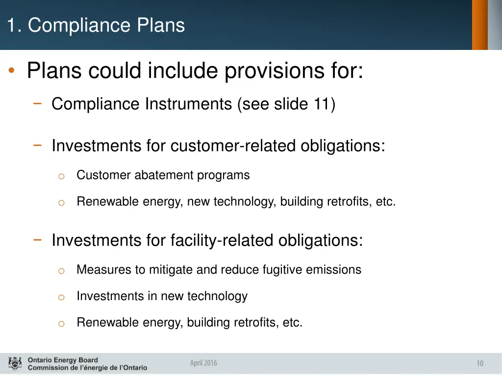 1 compliance plans 1