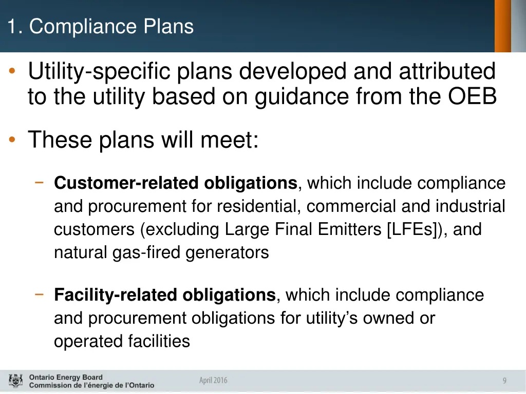 1 compliance plans