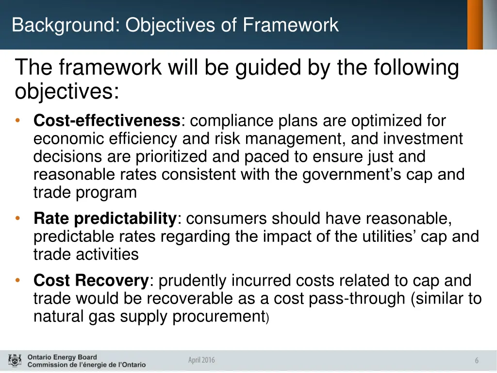 background objectives of framework