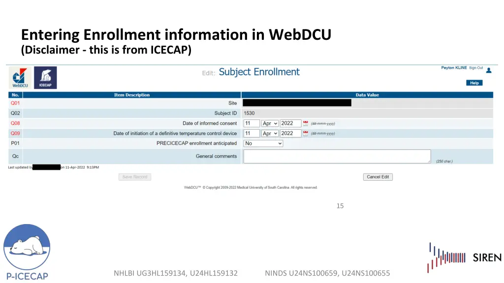 entering enrollment information in webdcu