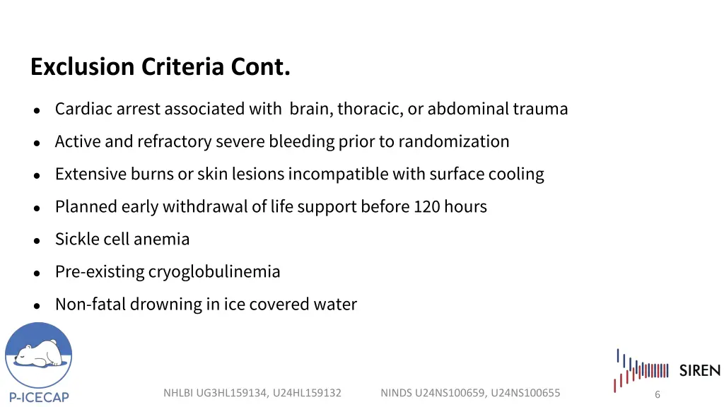 exclusion criteria cont