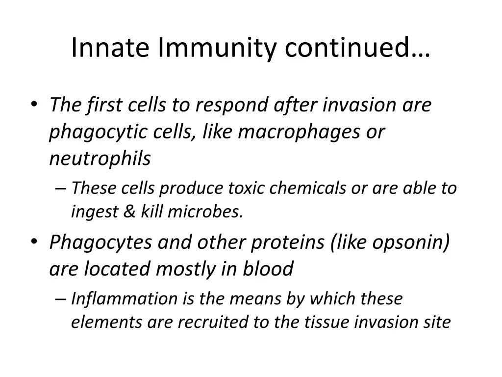 innate immunity continued