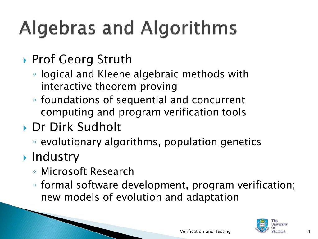 prof georg struth logical and kleene algebraic