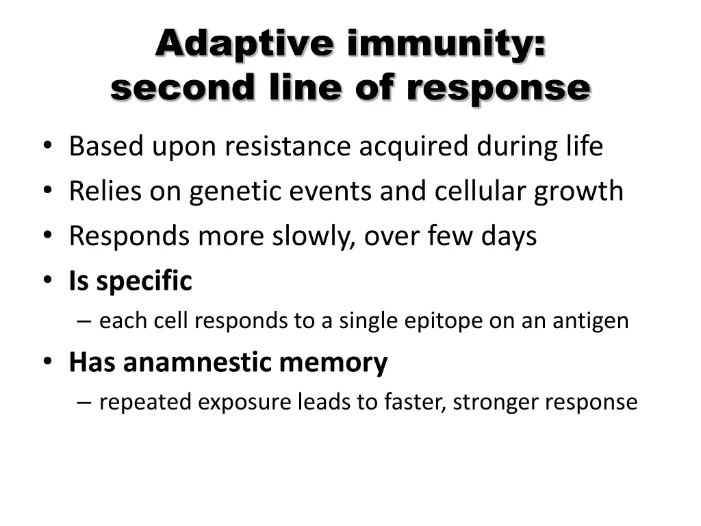 adaptive immunity second line of response
