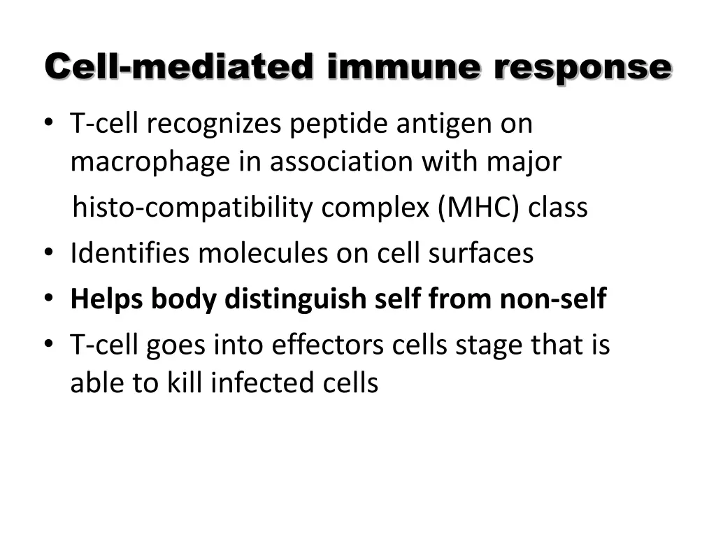 cell mediated immune response t cell recognizes