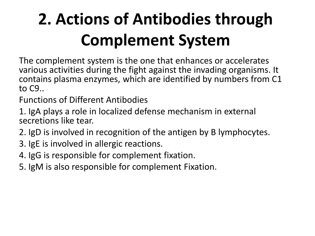 2 actions of antibodies through complement system