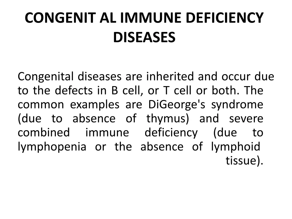 congenit al immune deficiency diseases