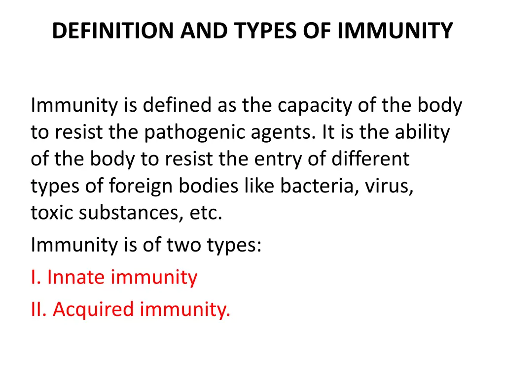 definition and types of immunity