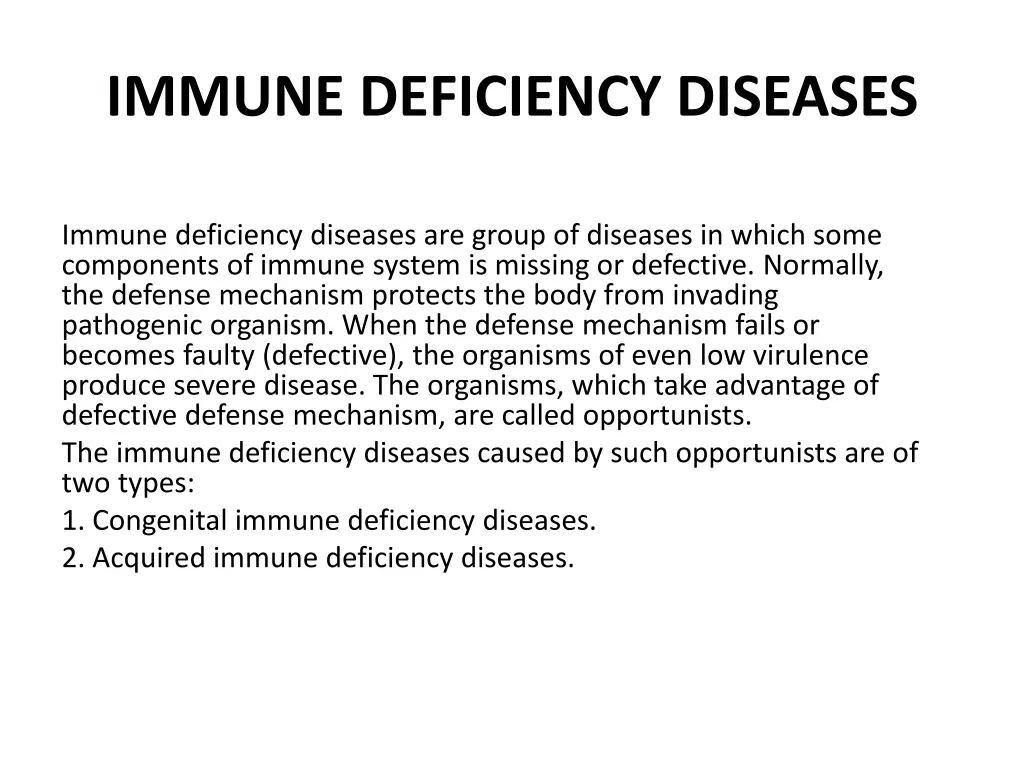 immune deficiency diseases