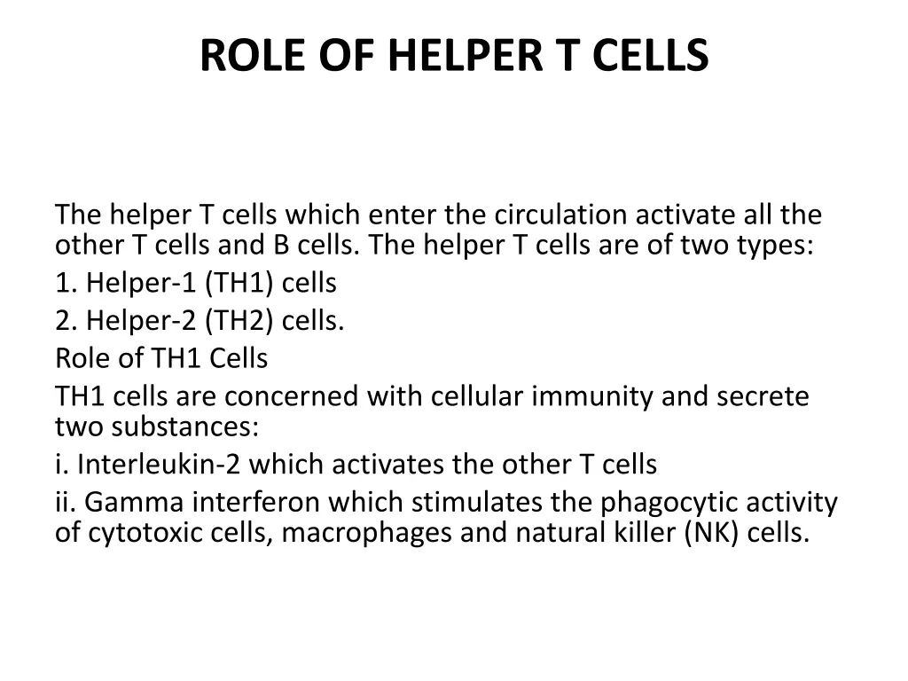 role of helper t cells