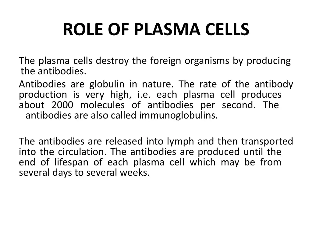 role of plasma cells