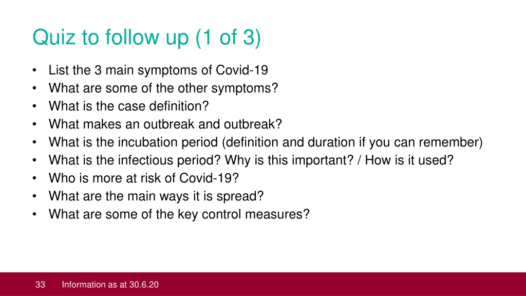 quiz to follow up 1 of 3