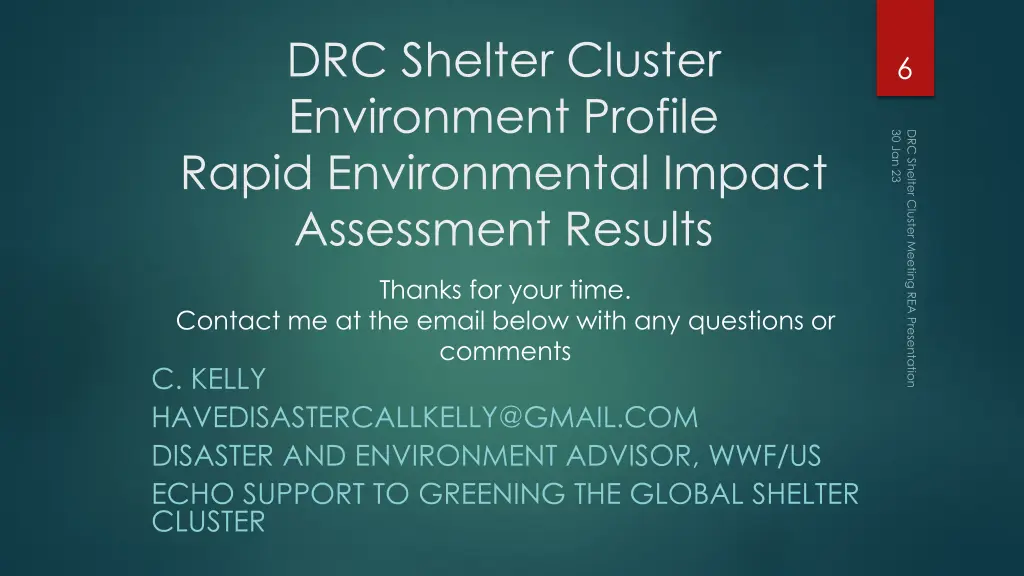 drc shelter cluster environment profile rapid