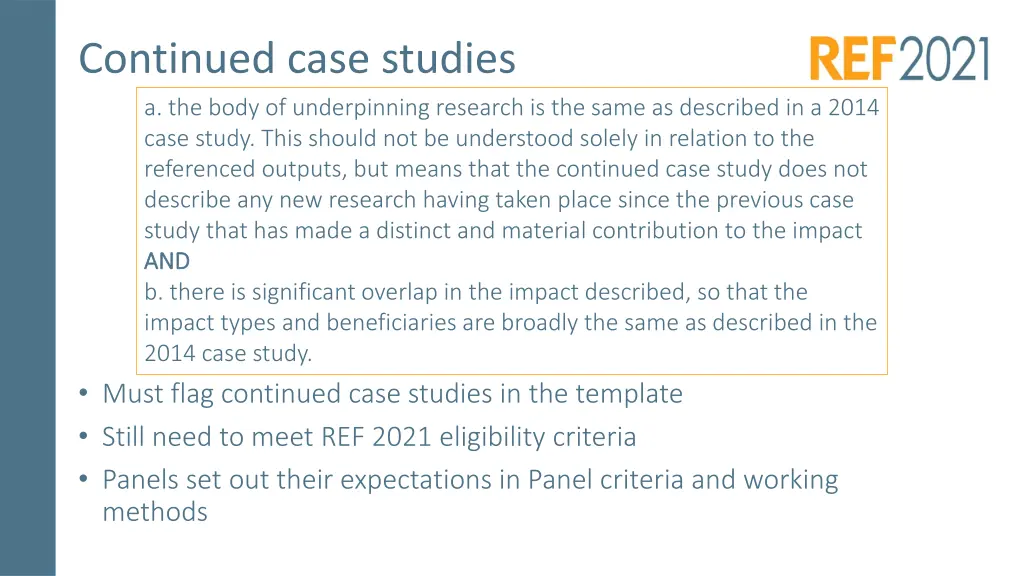 continued case studies a the body of underpinning