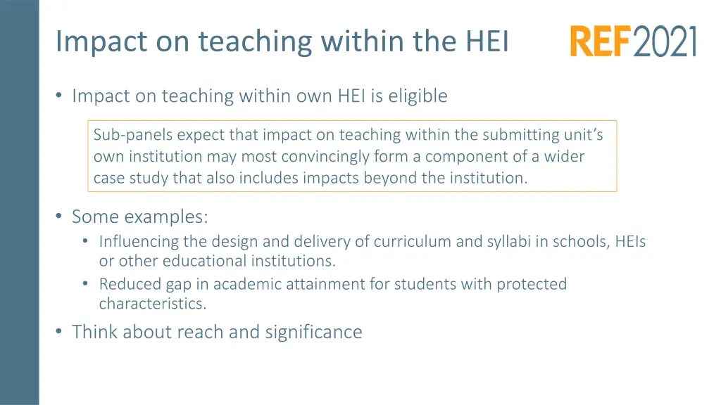impact on teaching within the hei