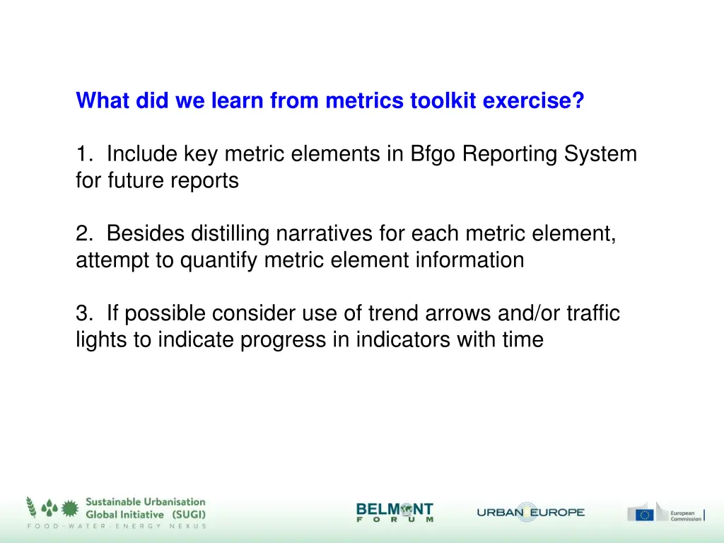 what did we learn from metrics toolkit exercise