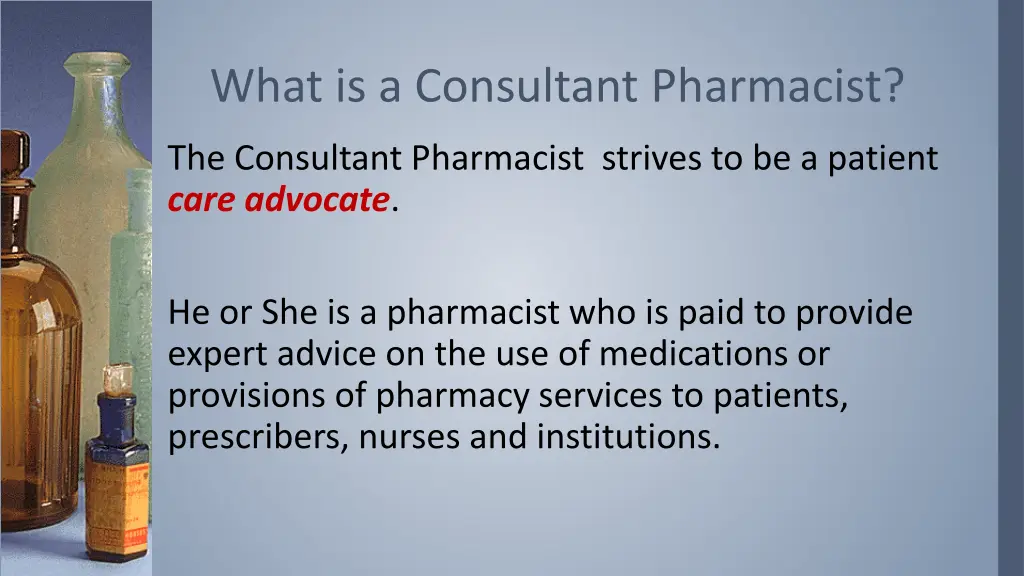 what is a consultant pharmacist 1