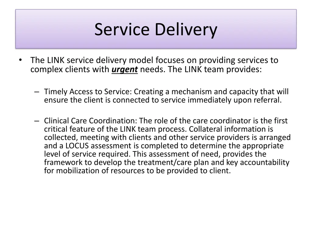 service delivery