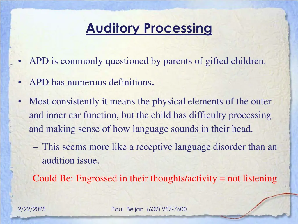 auditory processing