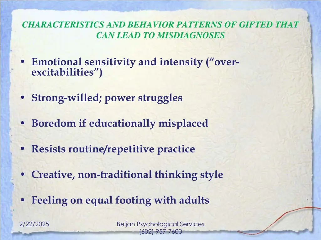 characteristics and behavior patterns of gifted 2