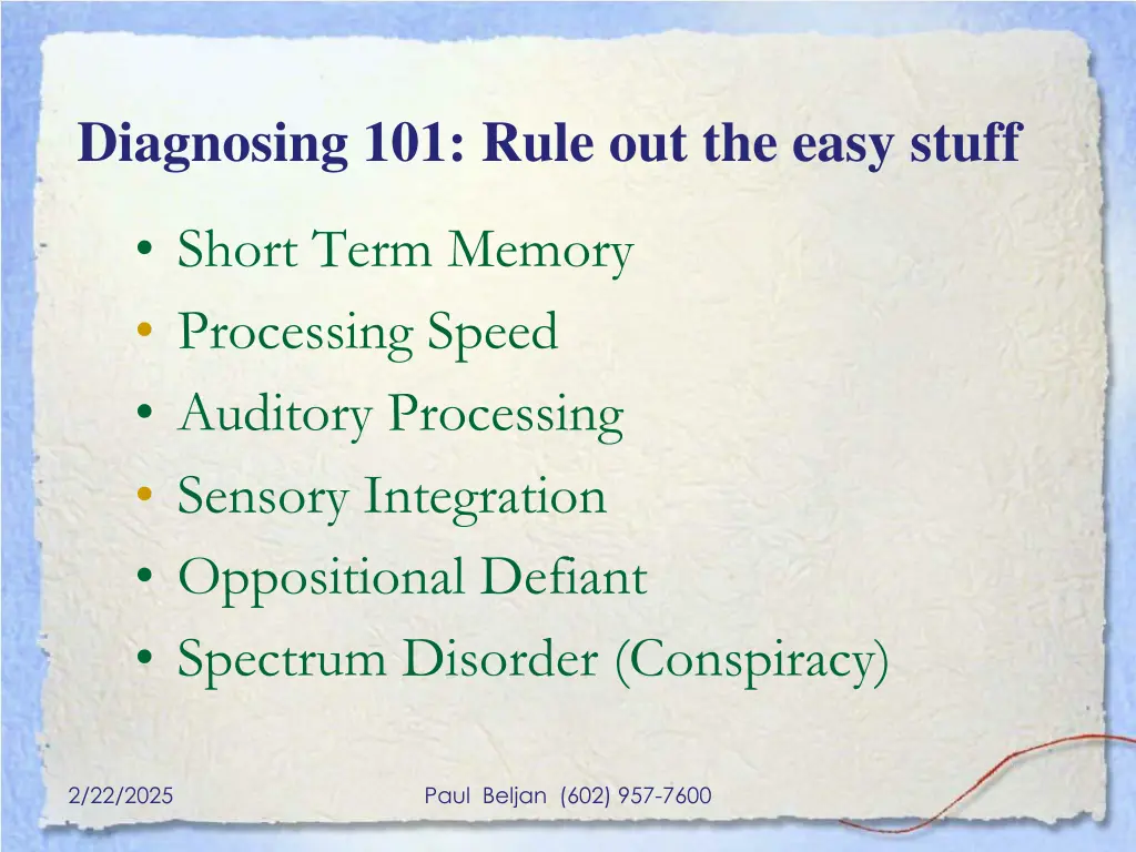 diagnosing 101 rule out the easy stuff