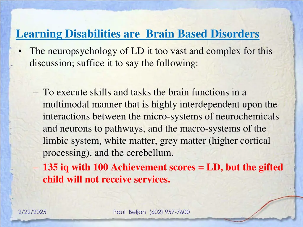 learning disabilities are brain based disorders