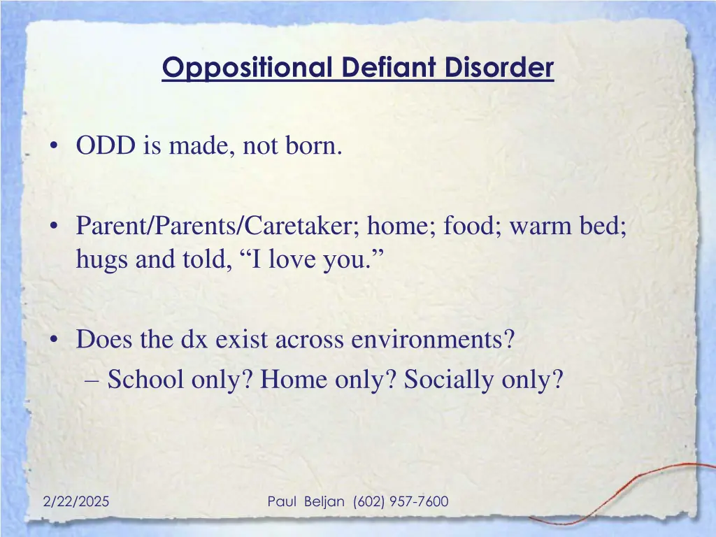 oppositional defiant disorder