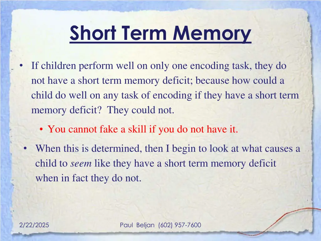 short term memory 1