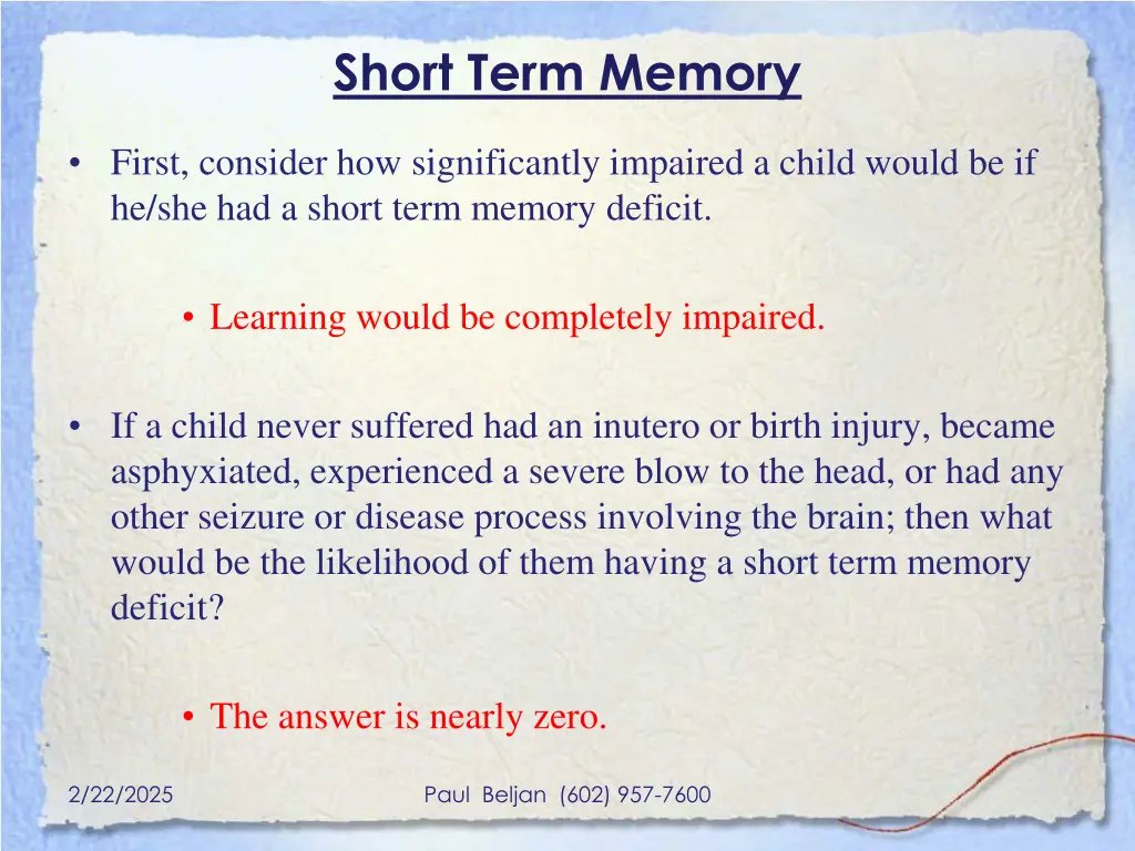 short term memory