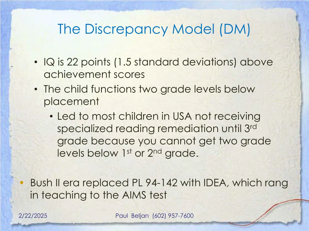 the discrepancy model dm
