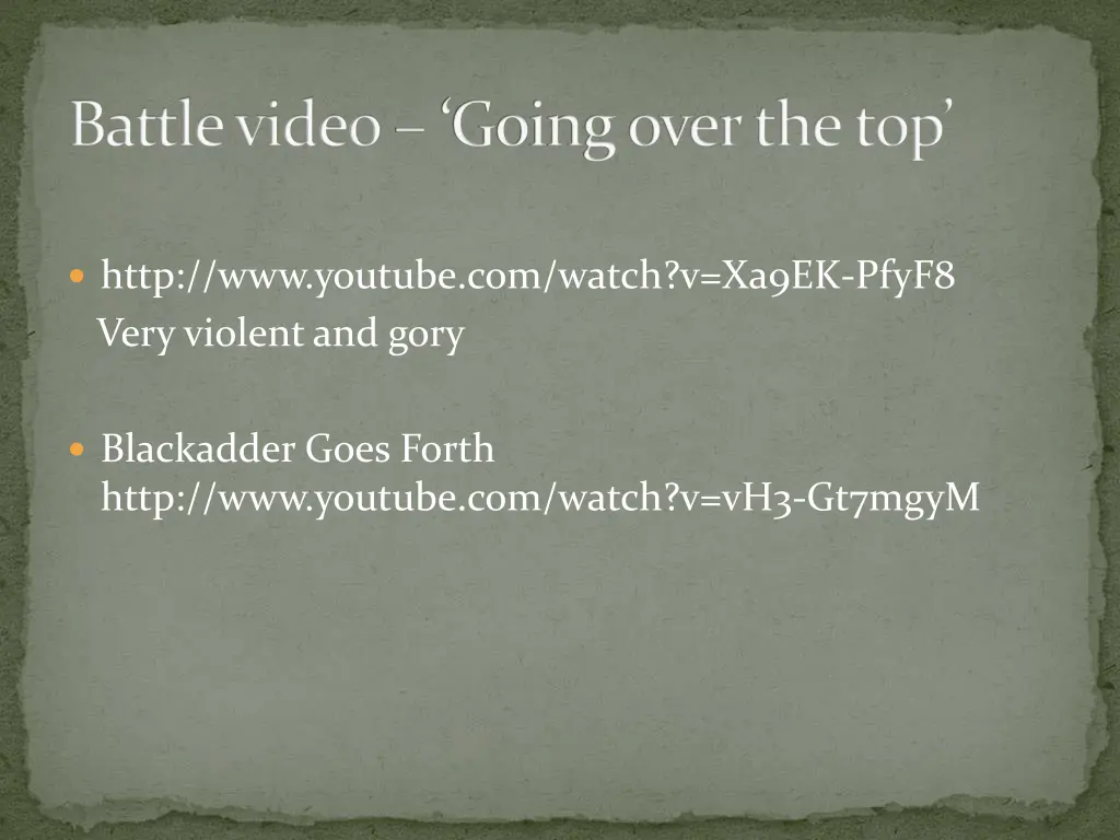 battle video going over the top