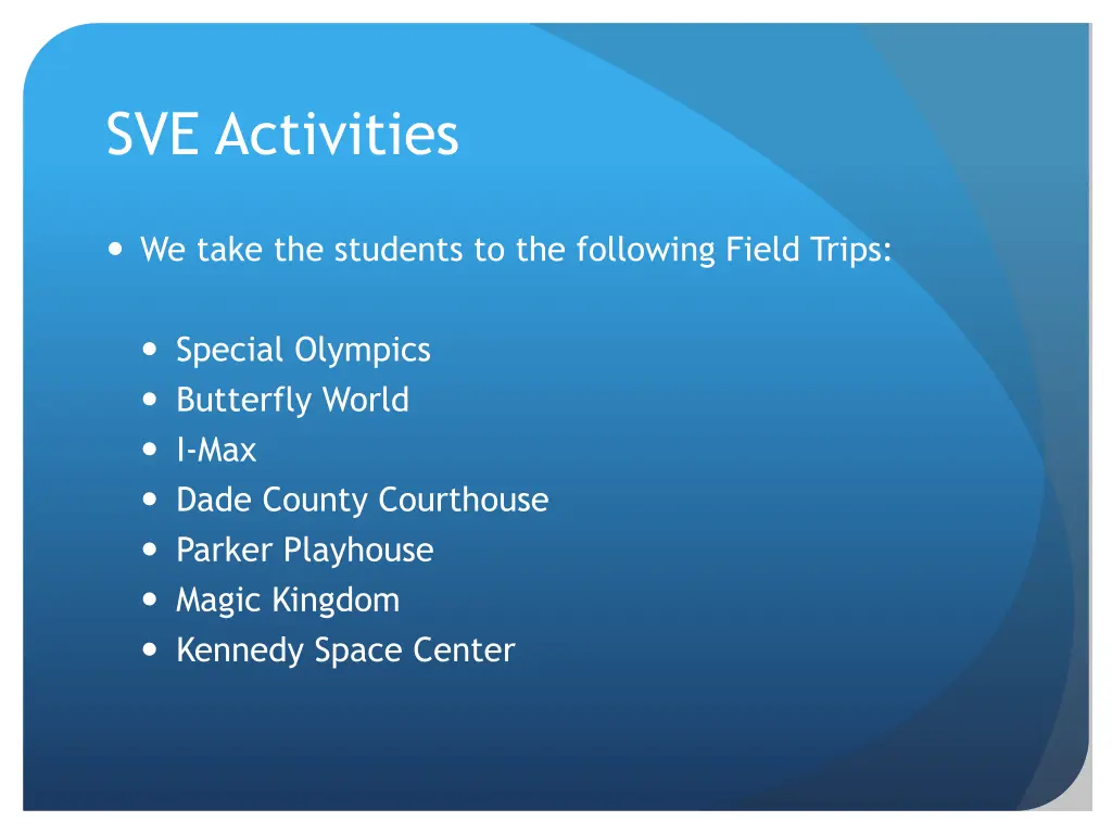 sve activities