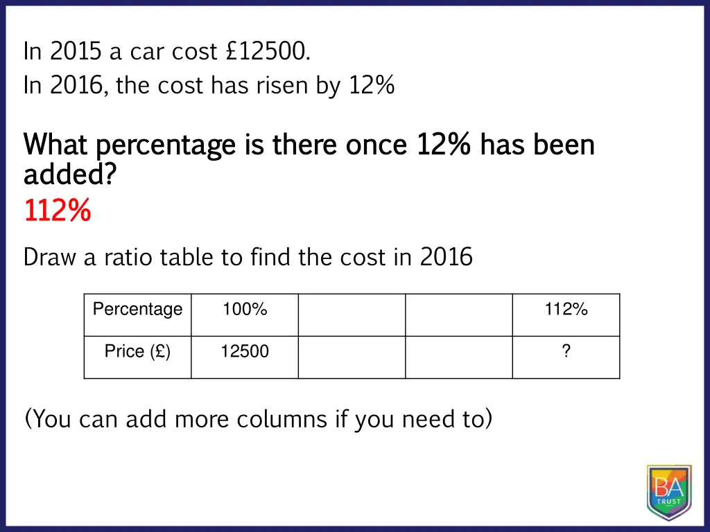 in 2015 a car cost 12500 in 2016 the cost