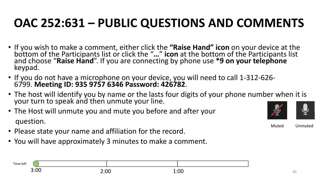 oac 252 631 public questions and comments