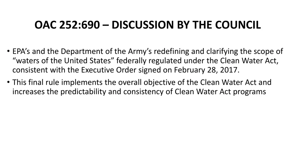 oac 252 690 discussion by the council