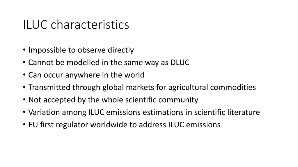 iluc characteristics
