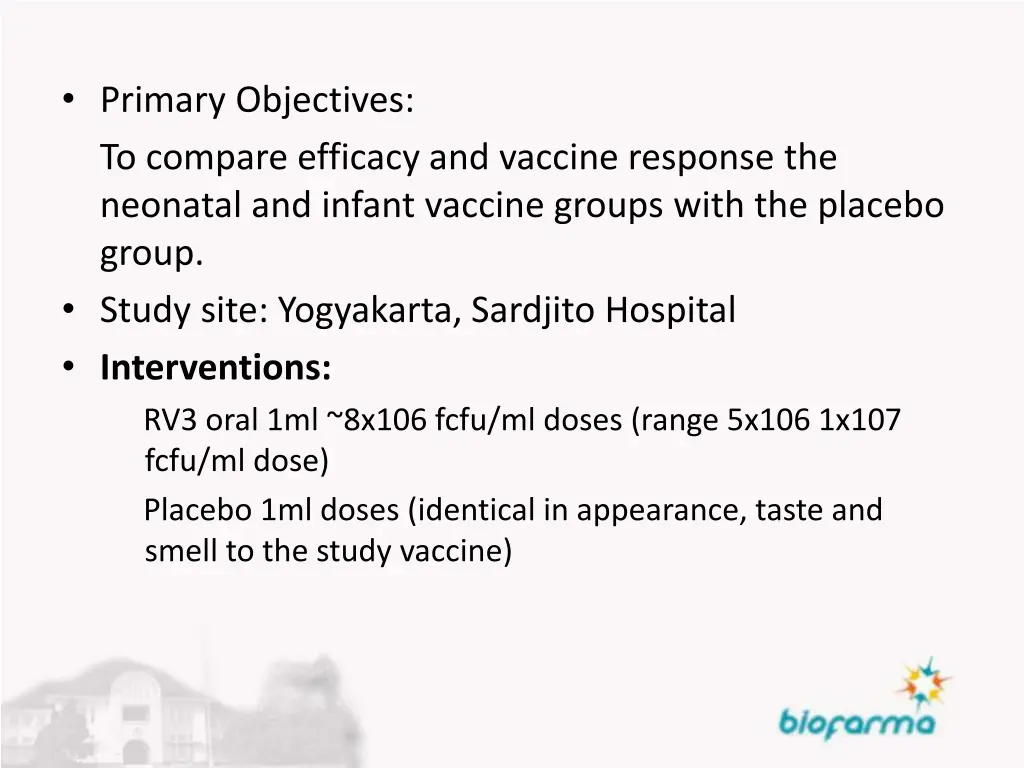 primary objectives to compare efficacy